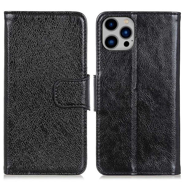 Split Leather Nappa cover for iPhone 14 Plus - Black