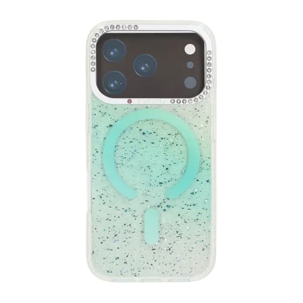 Glitter Skal MagSafe och Diamanter för iPhone 17 Pro Max - Grön