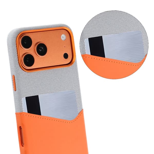 Dual-Tone Leather Card Holder Magnetic Phone Case For iPhone 17 Pro/18 Pro Orange