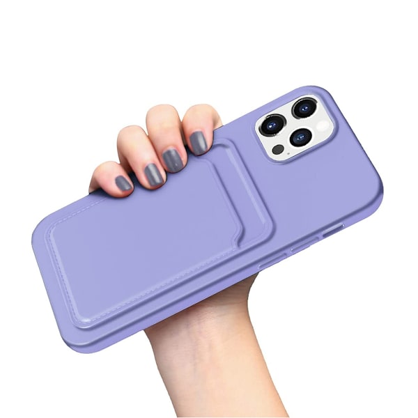 iPhone 12/12 Pro Silikonskal med Korthållare - Lila