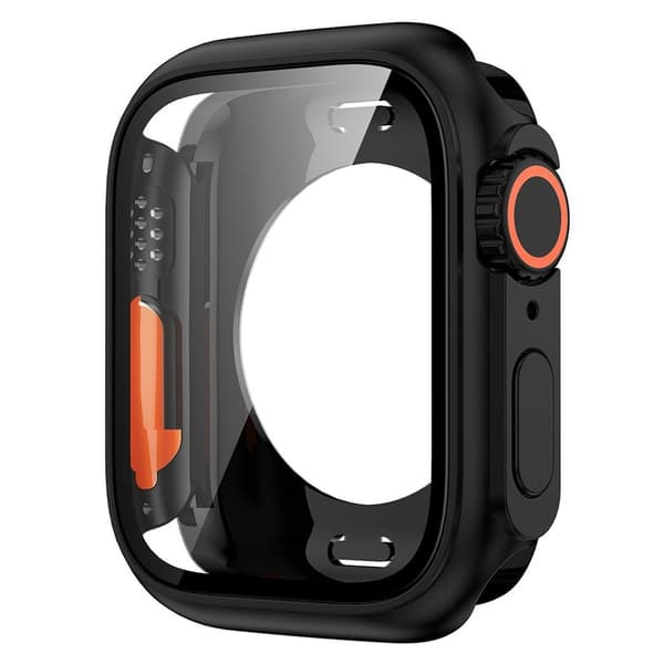 Apple Watch Series 9/8/7 45mm Case with Tempered Glass Screen Protector – Black