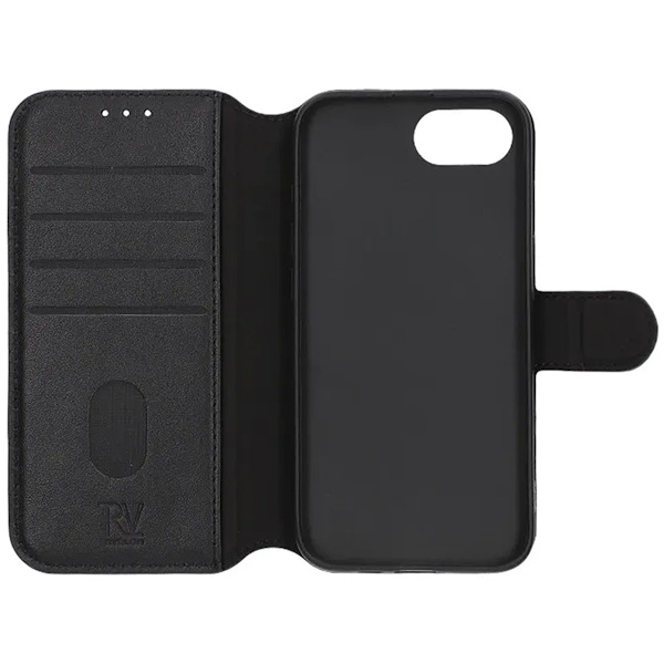 Rvelon Wallet Case Leather for iPhone 16e - Black