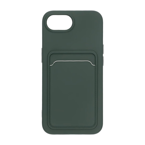 iPhone 16e Silicone Mobile Case with Card Holder - Green