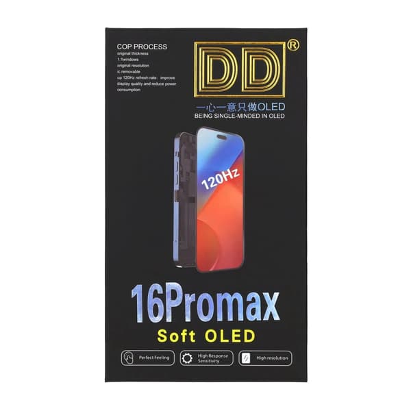 iPhone 16 Pro Max Soft OLEDDisplay High Quality Black( (DD brand)