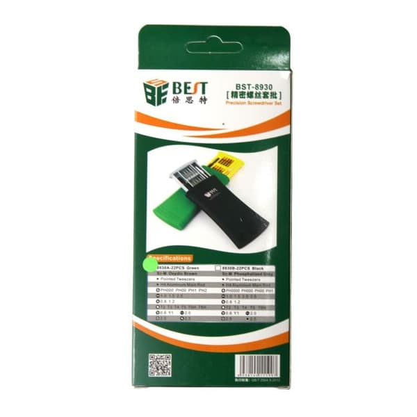BST-8930 Precision Magnetisk Skruvmejsel Kit - 22st Svart