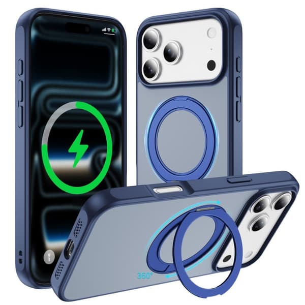iPhone 18 Pro Max/17 Pro Max MagSafe Case with Ring Kickstand - Blue