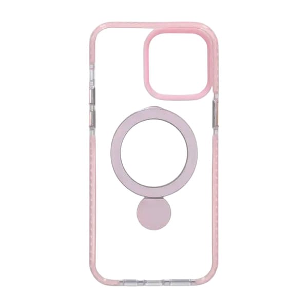 Skal Magsafe till iPhone 14 Pro Max - Transparent rosa med ringstativ