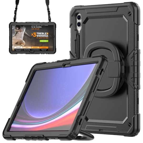 Samsung Galaxy Tab S9 Plus Case with shoulder strap - Black
