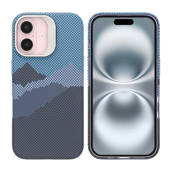 iPhone 16 Case with Magsafe and Foldable Stand - Mountain Blue