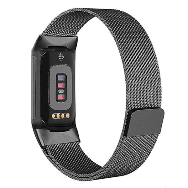 KALEBOL Fitbit Charge 6 / 5 Watch Strap in Stainless Steel - Black