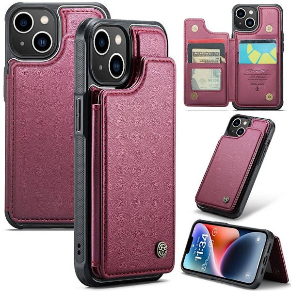 CASEME iPhone 14 Wallet Case RFID Blocking - Red