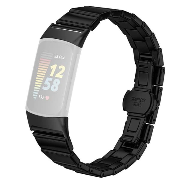 Fitbit Charge 6 / Charge 5 Watch Strap Stainless Steel – Black