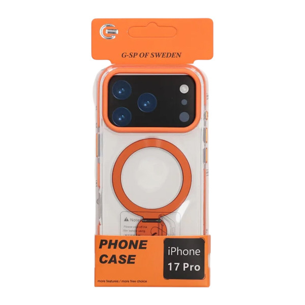 Pindun 360°Rotating Stand Magnetic Case For iPhone 17 Pro Orange