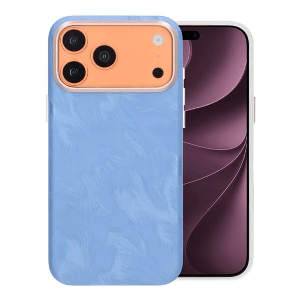 Plume Textured Vegan-Leather Magnetic Case For iPhone 17 Pro Max/18 Pro Max Blue