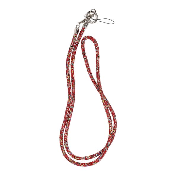 Mobile Phone Strap Necklace 120cm - Multicolored Red glitter