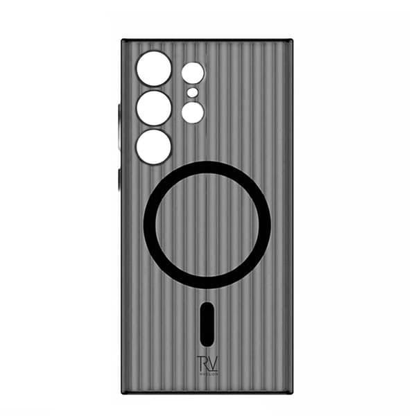 Samsung Galaxy S23 Ultra Mobile Case Corrugated with Magnet Rvelon - Grey