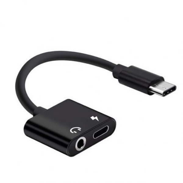 Adapter USB-C - 3,5mm - USB-C Ladda & Lyssna - Svart