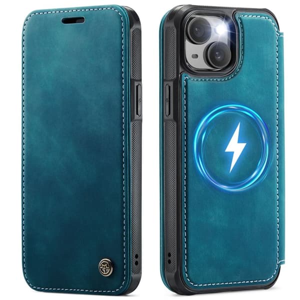 CASEME 053 iPhone 15 Plus/14 Plus Wallet Cover MagSafe RFID blocking - Blue