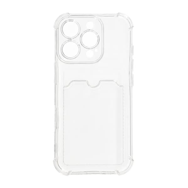 iPhone 16 Pro Mobilskal Stöttåligt med Korthållare - Transparent