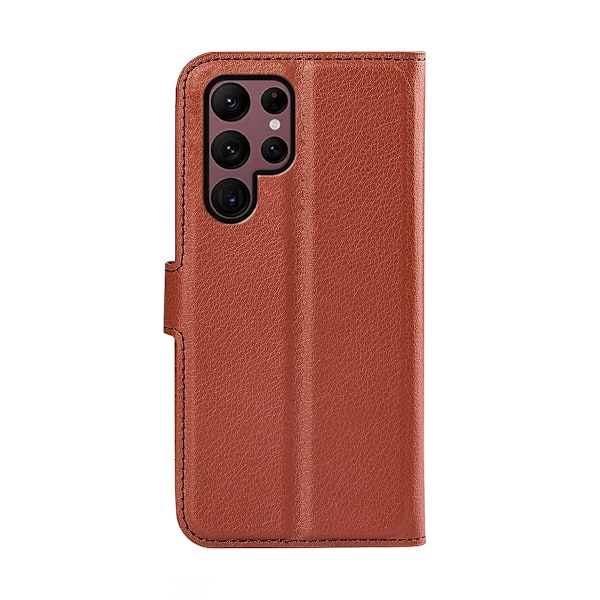 Samsung Galaxy S23 Ultra Plånboksfodral med Stativ - Brun