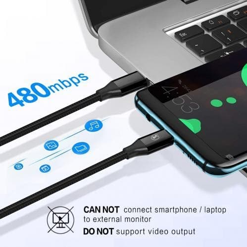 SiGN Cafule USB-C till USB-C, QC 3.0, USB-C PD, 3A 1 m - Grå/Svart Svart