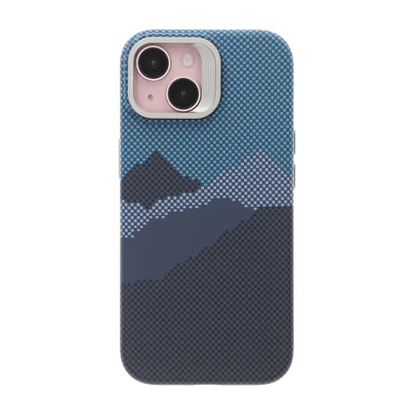 iPhone 15 Case with Magsafe and Foldable Stand - Mountain Blue