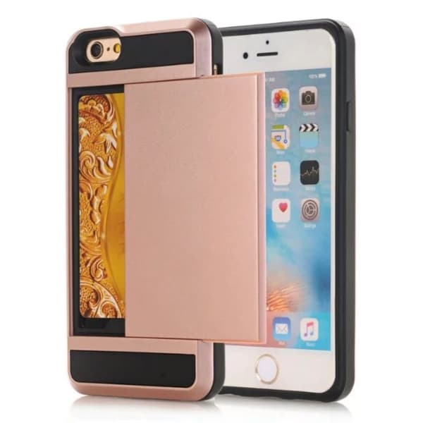 IPhone SE etc. case with a card holder - Rose gold-colored