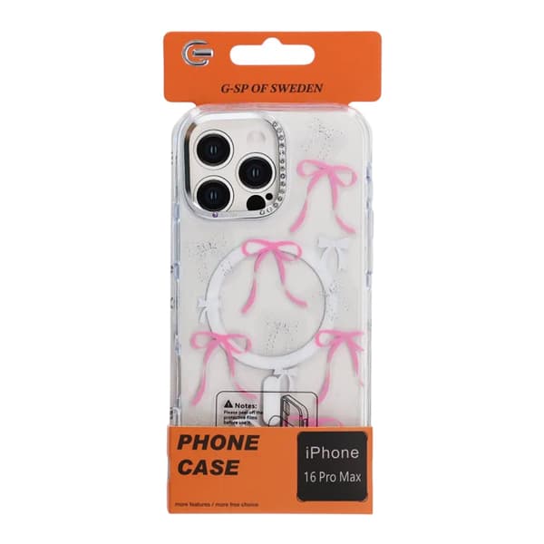 Case Magsafe for iPhone 16 Pro Max - Transparent with bow
