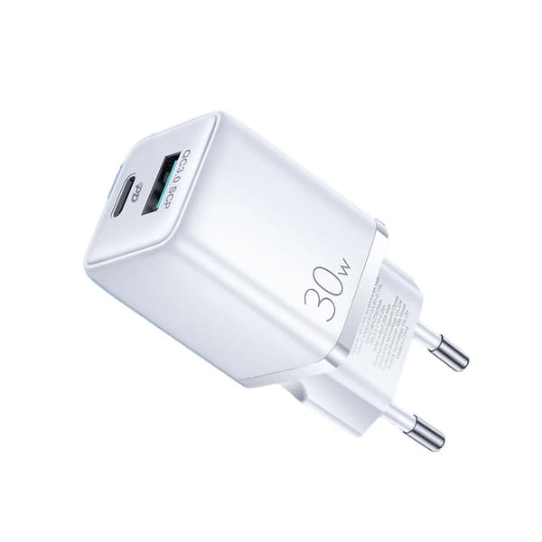 SiGN Mini Snabbladdare USB & USB-C, PD & Q.C3.0, 3A, 30W - Vit Svart