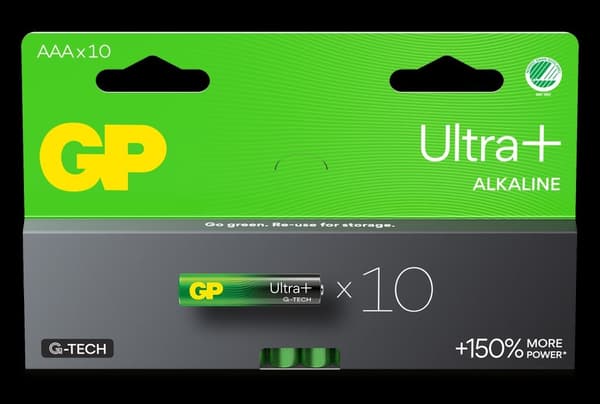 GP Ultra Plus Alkaline AAA Battery, 24AUP/LR03, 10-pack