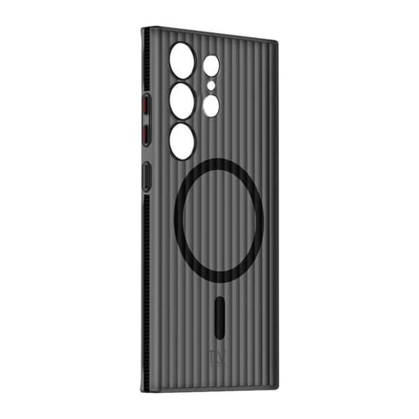 Samsung Galaxy S23 Ultra Mobile Case Corrugated with Magnet Rvelon - Black