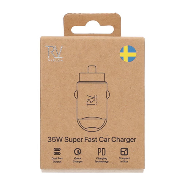 Rvelon 35W Dubbel USB C PD3.0 Billaddare