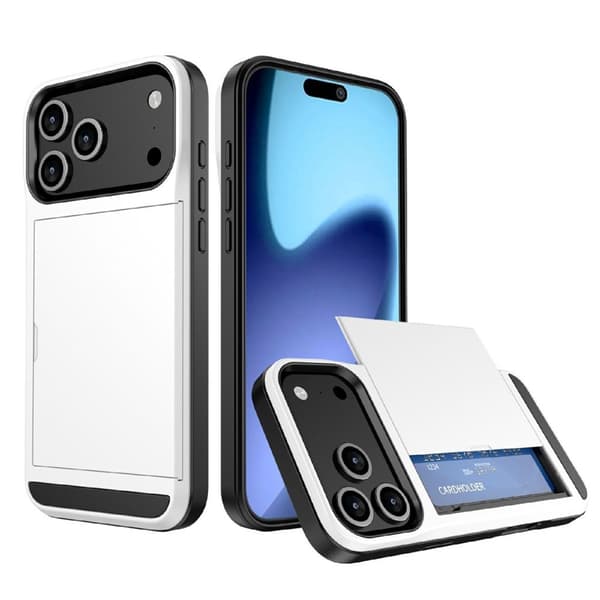 Hybrid Case with Card Holder iPhone 18 Pro Max, iPhone 17 Pro Max - White