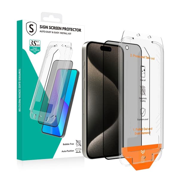 SiGN Privacy Screen Protector for iPhone 15 Pro – EZ Apply with Dust-Free Applicator