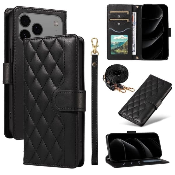 iPhone 18 Pro Max/17 Pro Max Quilted Wallet Cover - Black