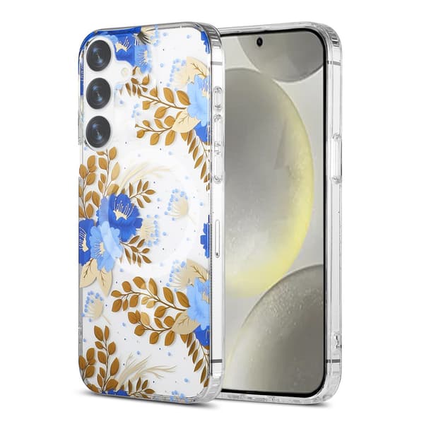 Case Magnet for Samsung Galaxy S24 Plus - Flowers Blue-gold