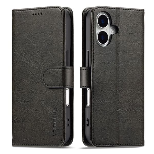 LC.IMEEKE iPhone 17 Wallet Cover with Stand - Black