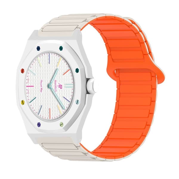 Swatch Royal Pop Watch Strap in Silicone with Case - Orange/White