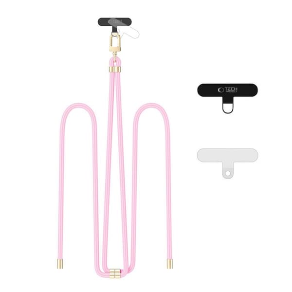 Tech-Protect C7S adjustable phone strap – light pink/gold