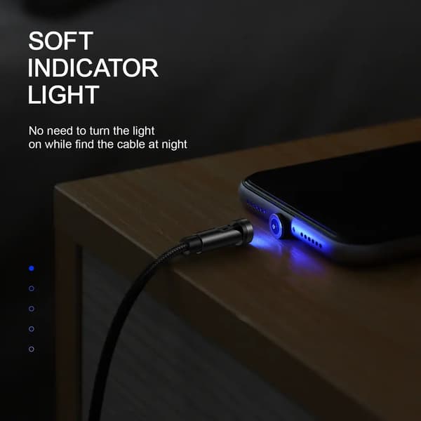 SiGN 3-in-1 360° Magnetkabel Lightning, USB-C, Micro-USB, 2.4A - Svart Svart