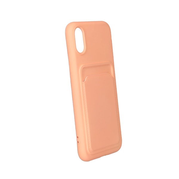 iPhone XR Silikonskal med Korthållare - Rosa