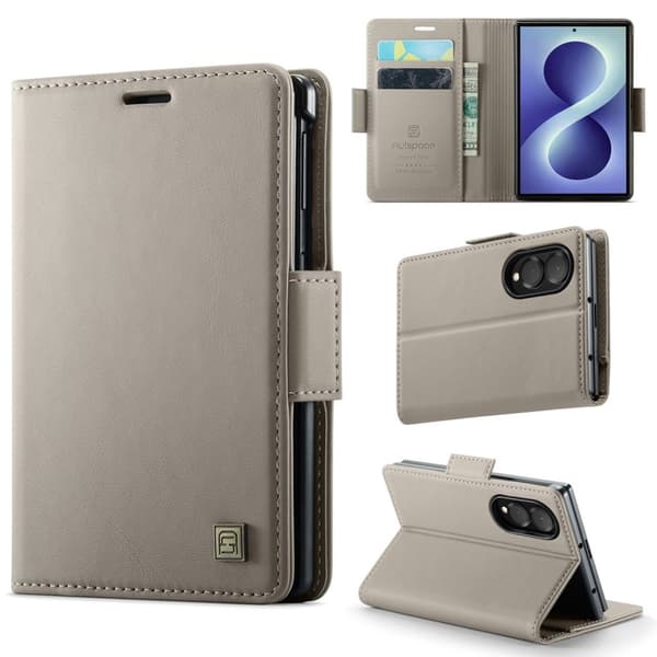 AUTSPACE Samsung Galaxy Z Fold8 Wallet Cover PU-leather RFID Blocking  - Grey