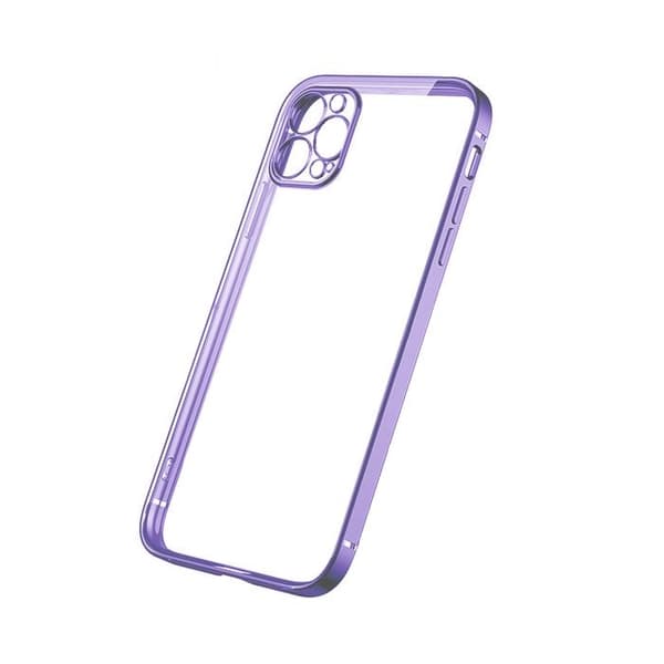iPhone 12 Pro Max Tunn Transparent Ram Skal Hög kvalité - Lila Svart