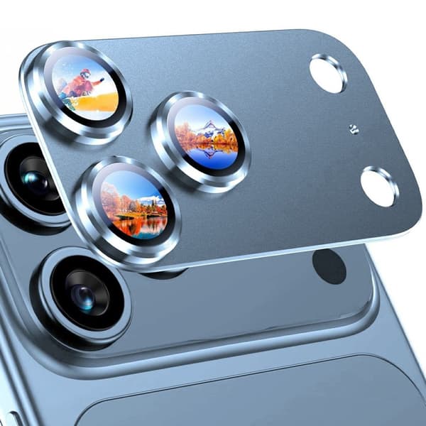 RURIHAI iPhone 18 Pro Lens Protector with Aluminum Frame - Light Blue