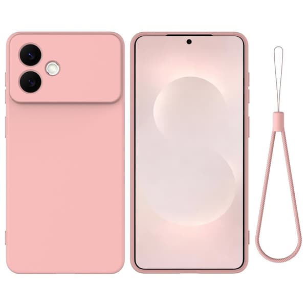Samsung Galaxy S26 Edge Liquid Silicone Case with Hand Strap - Pink