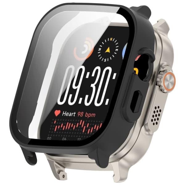 Realme Watch 5 Case with Tempered Glass Screen Protector – Black
