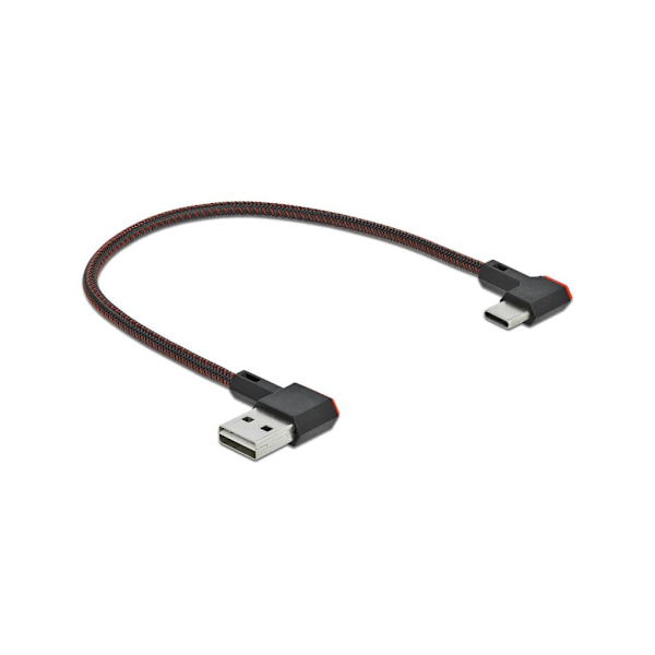 Delock USB-A to USB-C Angled Cable, 0.2m - Black