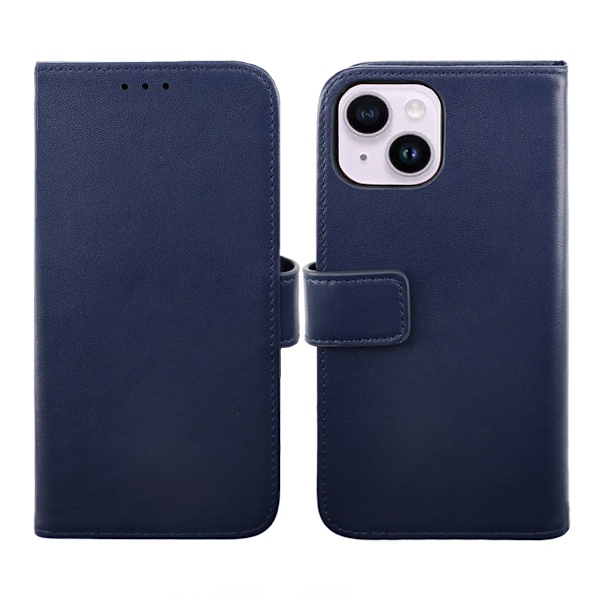 iPhone 14 Plus Plånboksfodral Läder Rvelon - Blå