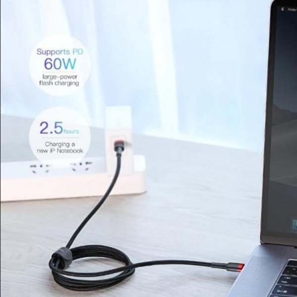 Baseus Cafule USB-C till USB-C, QC 3.0, USB-C PD, 3A 2 m - Grå/Svart