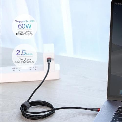 Baseus Cafule USB-C till USB-C, QC 3.0, USB-C PD, 3A 2 m - Grå/Svart Svart